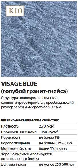 VISAGE BLUE (голубой гранит-гнейса)